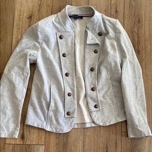 Tommy Hilfiger Gray Blazer with Stand-Up Collar